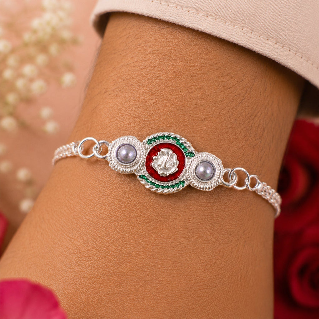 ALVENZA Silver Ganesha Rakhi – Elegant Dual Chain for Raksha Bandhan
