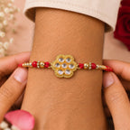 ALVENZA Kundan Rakhi - Traditional Rudraksha Design for Brother