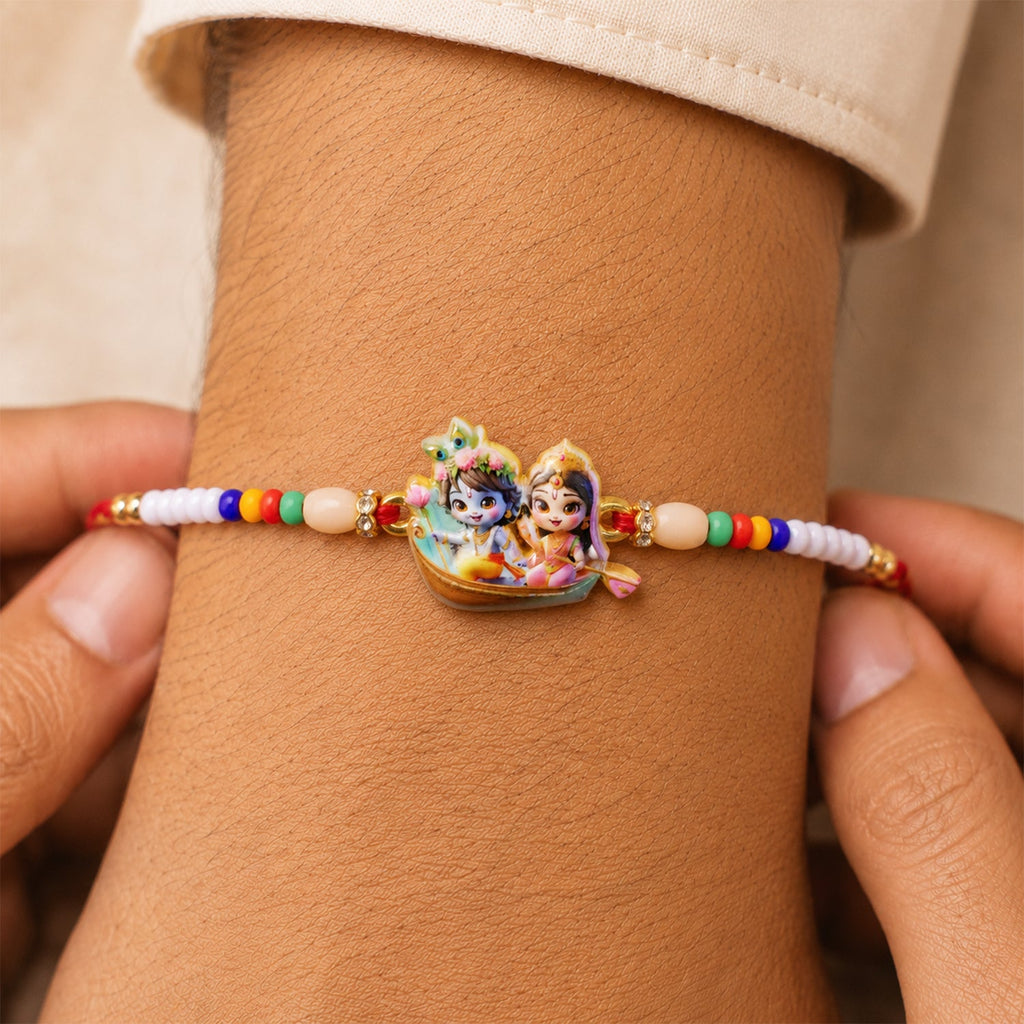 ALVENZA Shop Lord Krishna Radha Rakhi Devotional Gift for Brother