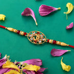ALVENZA Om Kundan Rakhi - Elegant Pearl Bead Design for Brother