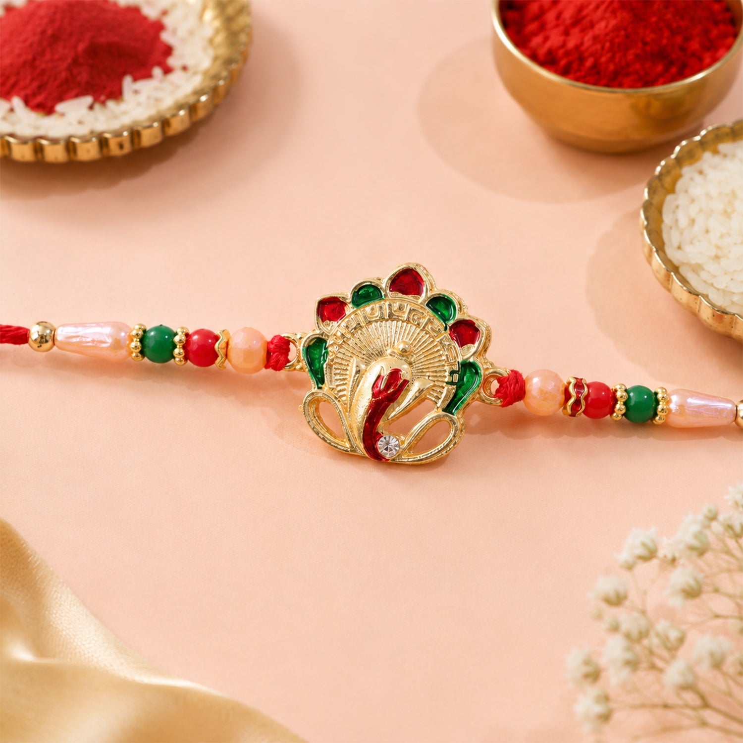 ALVENZA Buy Om Ganesha Rakhi Traditional Beadwork for Brother