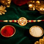 ALVENZA Kalash Rakhi - Sacred Design with Embellished Beads & Red Thread