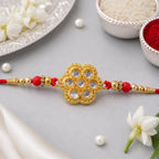 ALVENZA Kundan Rakhi - Traditional Rudraksha Design for Brother
