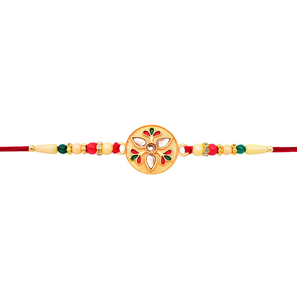 ALVENZA Kalash Rakhi - Sacred Design with Embellished Beads & Red Thread