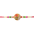 ALVENZA Flower Design Rakhi with Red and Green Beads - Festive Elegance