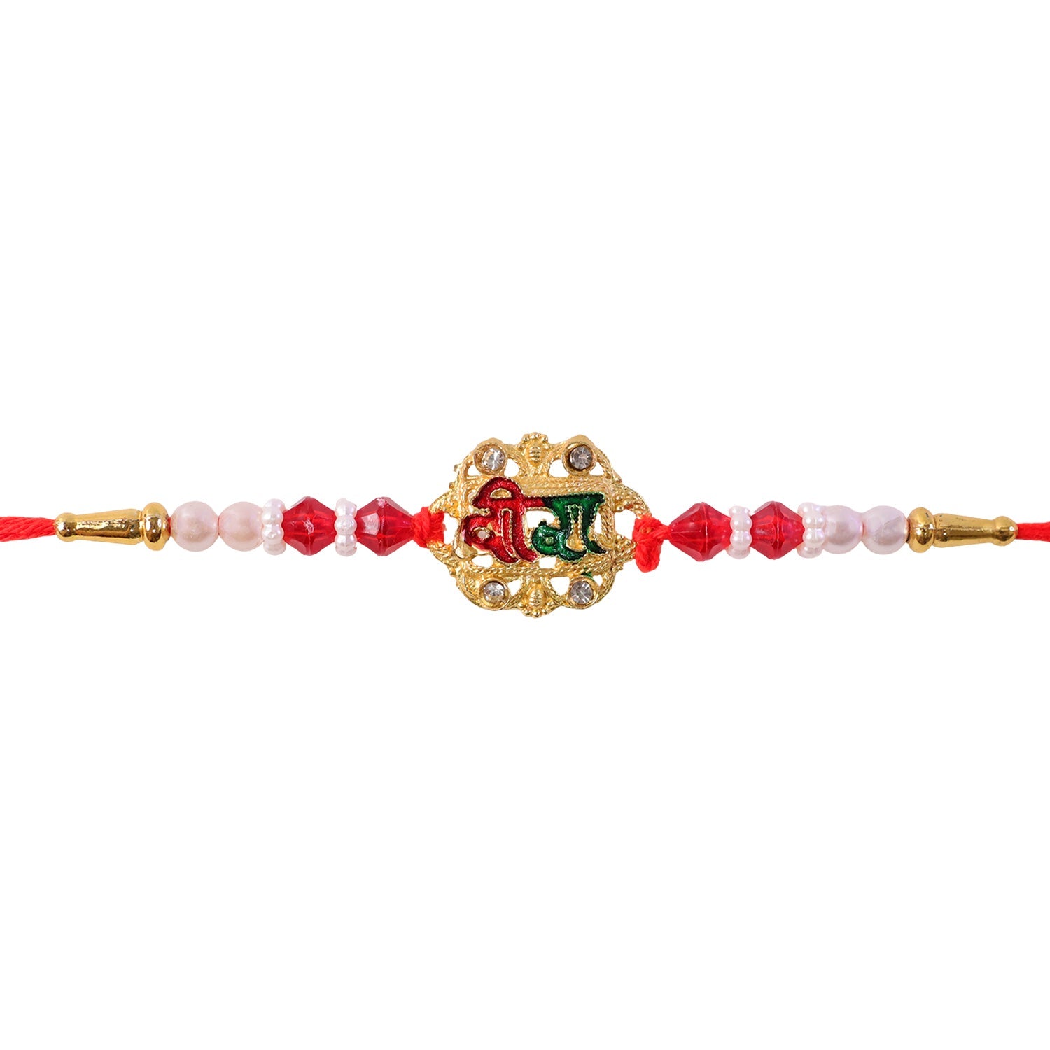 ALVENZA Veera Rakhi with Rudraksha, Elegant Stone Studded Design