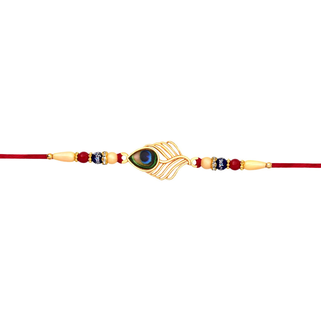 ALVENZA Peacock Rakhi, Elegant Beaded Design for Brothers, Handcrafted
