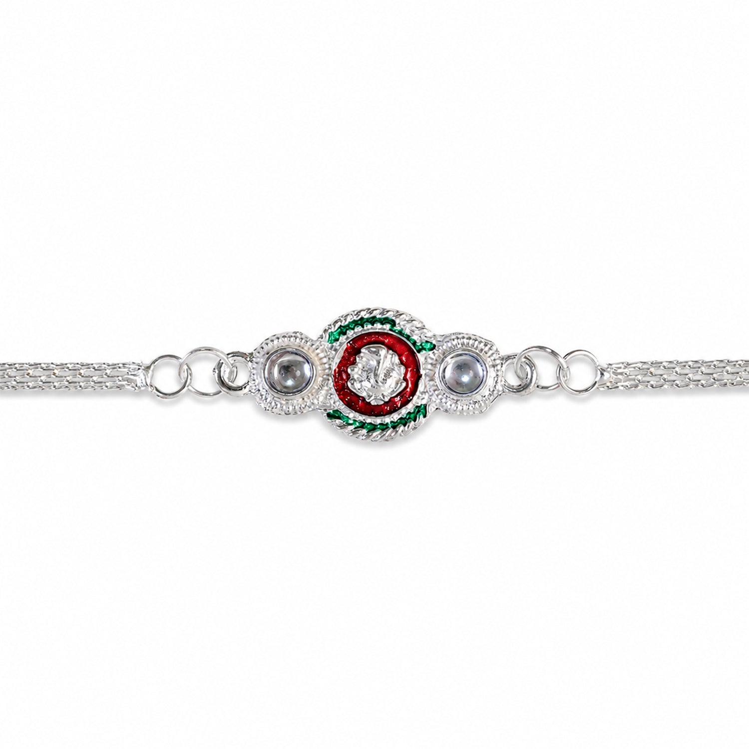 ALVENZA Silver Ganesha Rakhi – Elegant Dual Chain for Raksha Bandhan