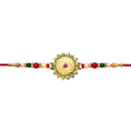 ALVENZA Round Shape Rakhi with Stone and Bead Work - Traditional Festive Design