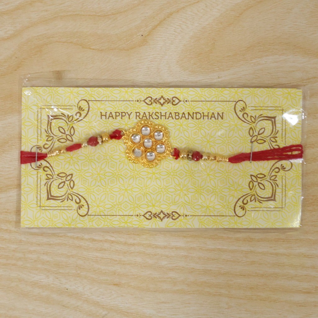 ALVENZA Kundan Rakhi - Traditional Rudraksha Design for Brother