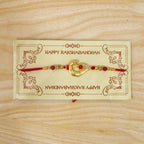 ALVENZA Peacock Feather Rakhi, Golden & Kundan Detailed Red Thread