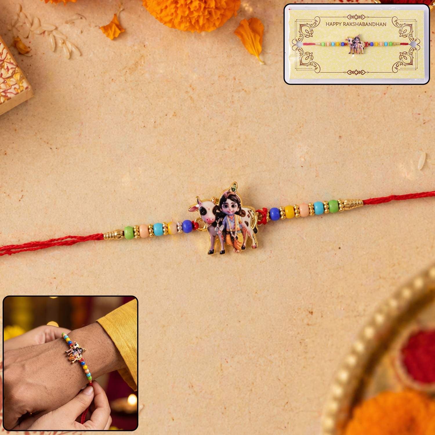 ALVENZA Lord Krishna Rakhi – Divine Blessings & Spiritual Design