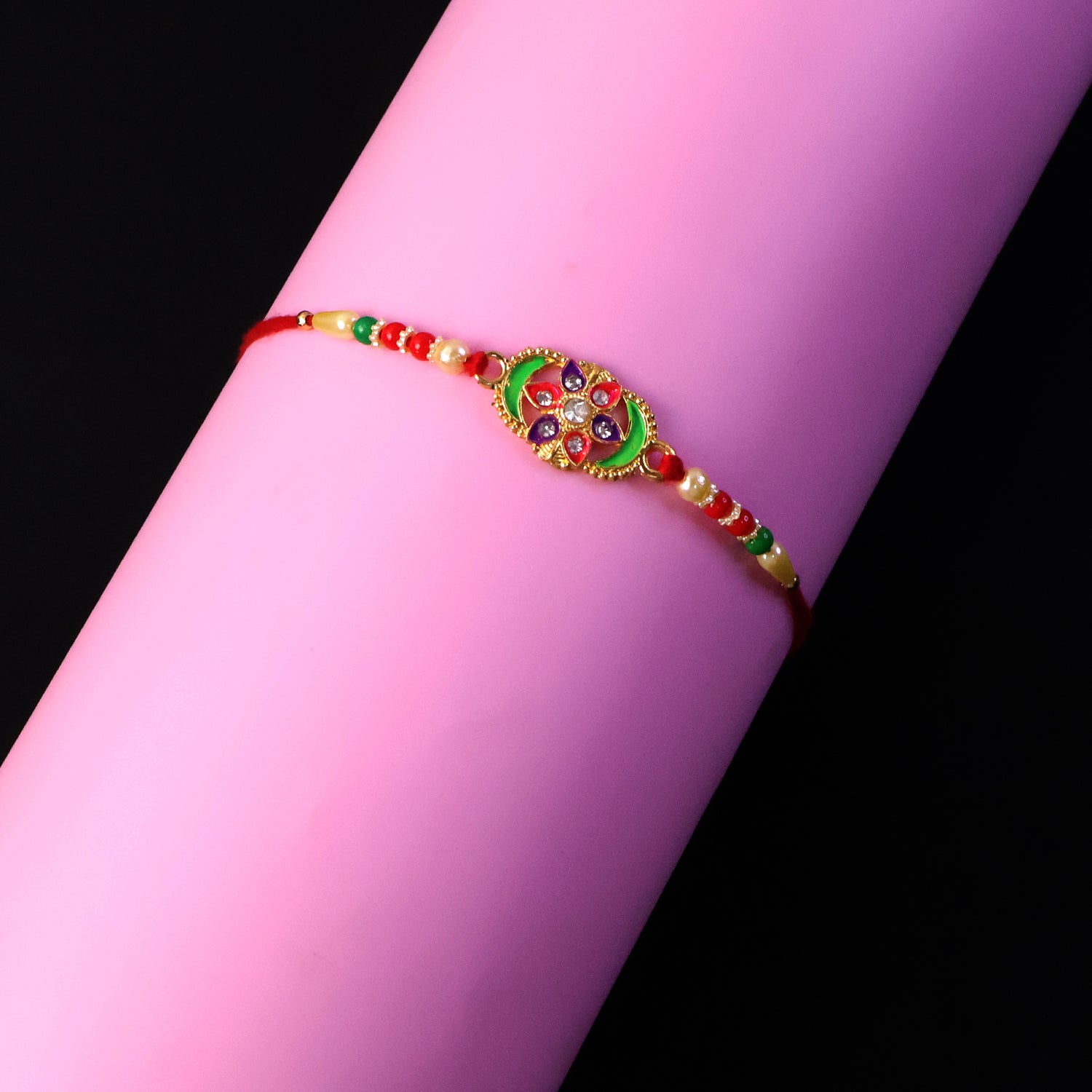 ALVENZA Rakhi – Elegant multicolor stone-studded designer bracelet for Bhai