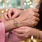 ALVENZA Rakhi – Elegant multicolor stone-studded designer bracelet for Bhai