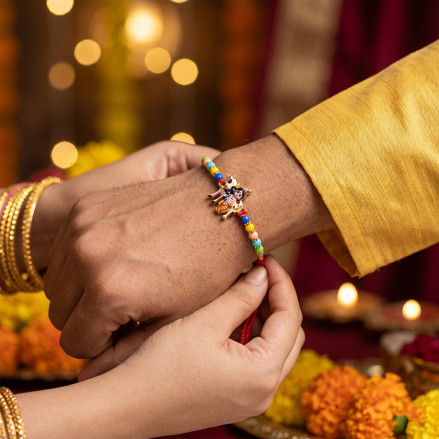 ALVENZA Lord Krishna Rakhi – Divine Blessings & Spiritual Design