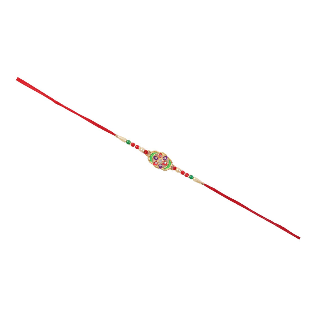 ALVENZA Rakhi – Elegant multicolor stone-studded designer bracelet for Bhai