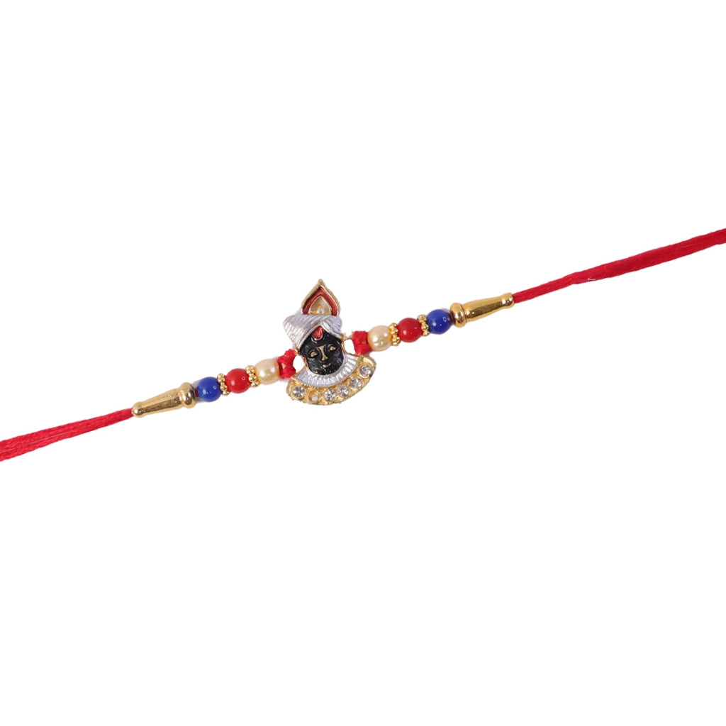 ALVENZA Traditional Krishna Rakhi – Elegant Beaded Design for Rakshabandhan