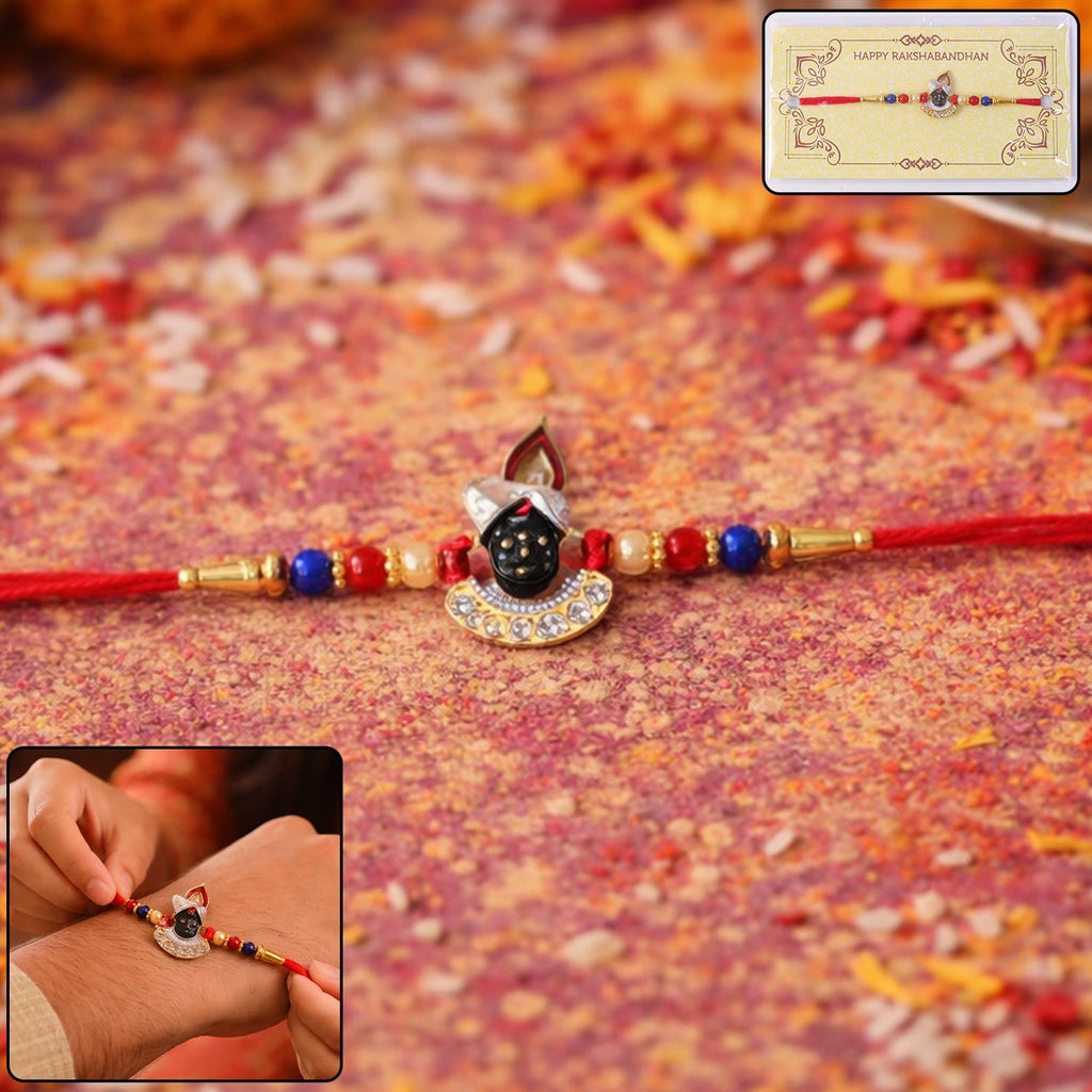 ALVENZA Traditional Krishna Rakhi – Elegant Beaded Design for Rakshabandhan