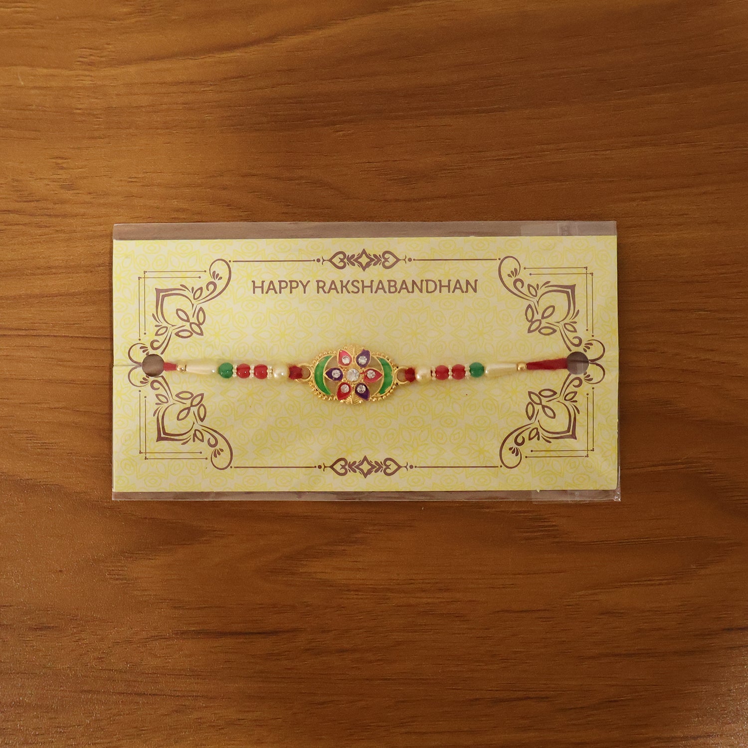 ALVENZA Rakhi – Elegant multicolor stone-studded designer bracelet for Bhai