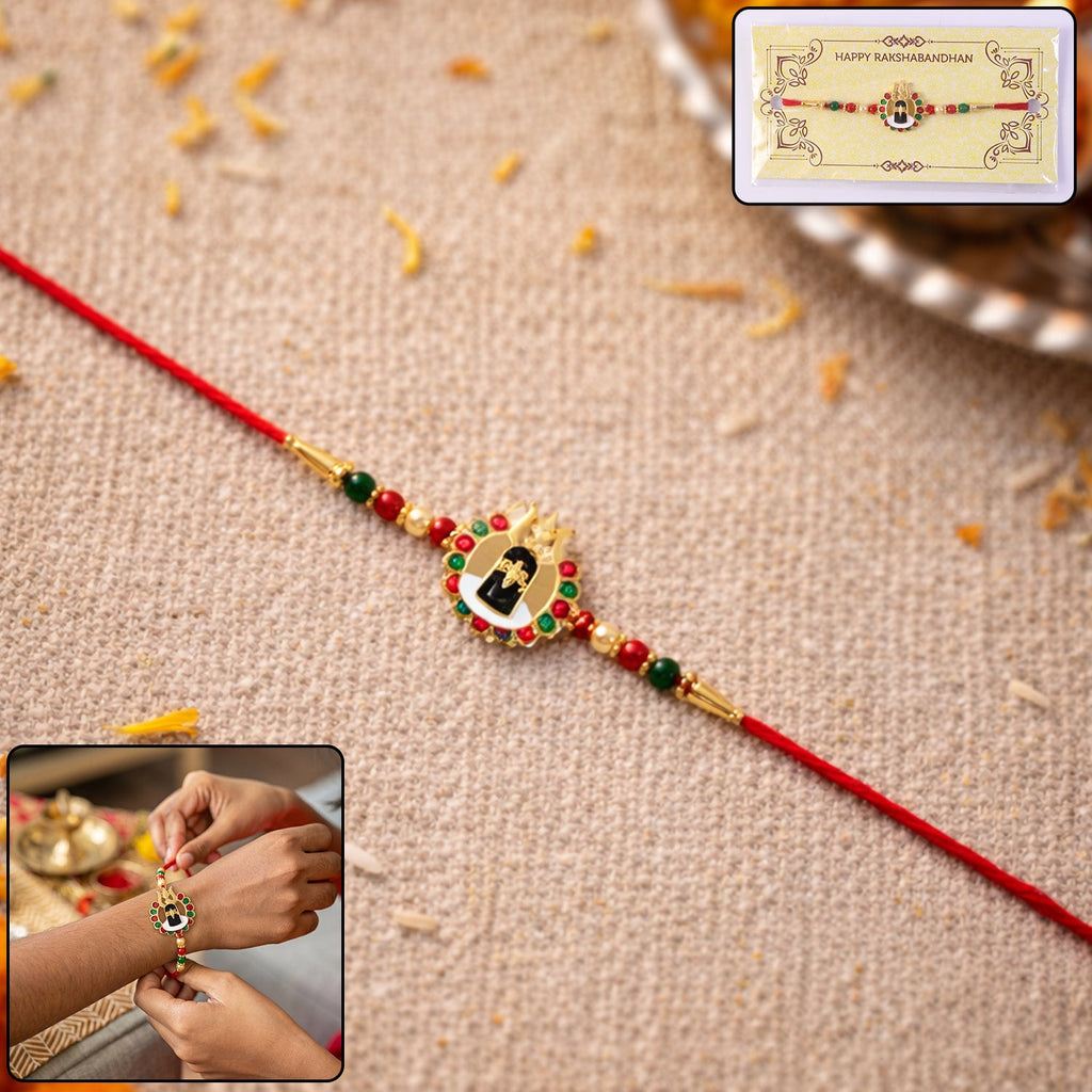 ALVENZA Divine Shivling Rakhi – Spiritual Beads & Traditional Design