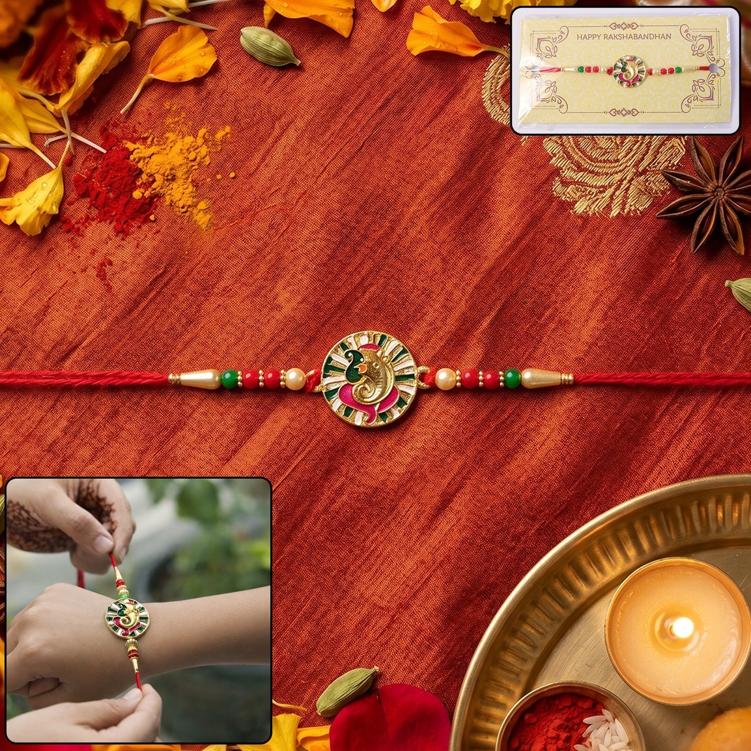 ALVENZA Ganesha Rakhi – Elegant spiritual design for Rakshabandhan