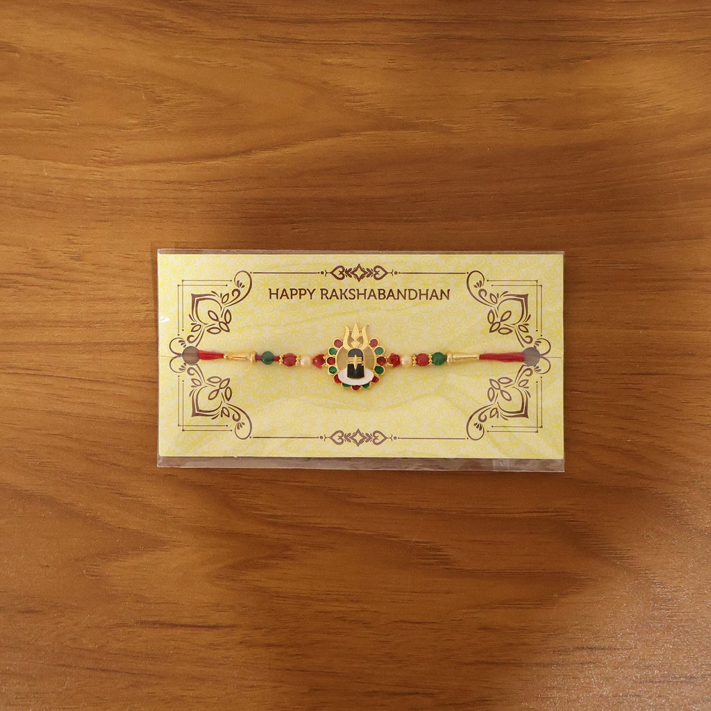 ALVENZA Divine Shivling Rakhi – Spiritual Beads & Traditional Design