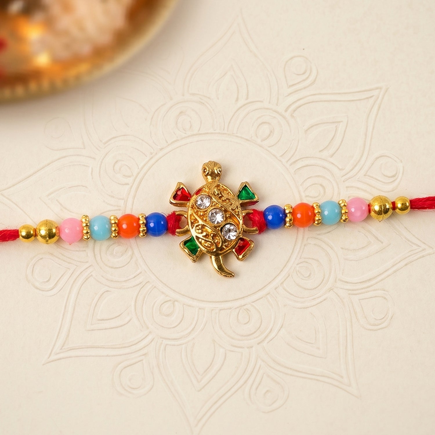 ALVENZA Cute Turtle Rakhi – Colorful Beads & Traditional Design for Rakshabandhan
