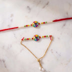 ALVENZA Premium Traditional Cow Motif lumba Rakhi – Vibrant Beads & Soft Thread Darling