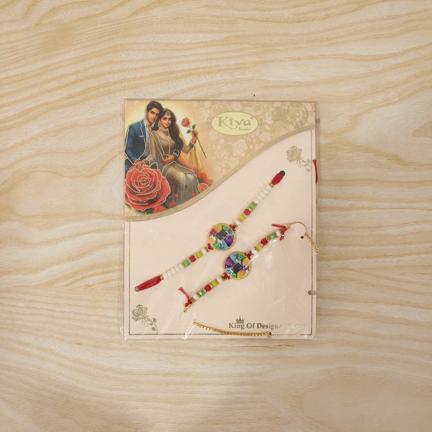 ALVENZA Premium Traditional Cow Motif lumba Rakhi – Vibrant Beads & Soft Thread Darling