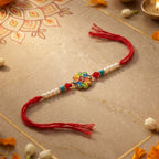 ALVENZA Premium Om Symbol Lumba Rakhi – Pearl Beads and Comfortable Thread for Brothers