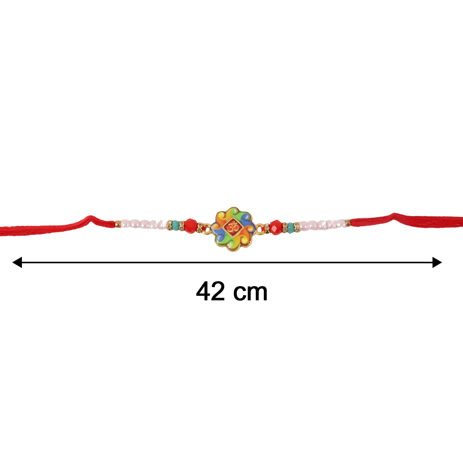 ALVENZA Premium Om Symbol Lumba Rakhi – Pearl Beads and Comfortable Thread for Brothers