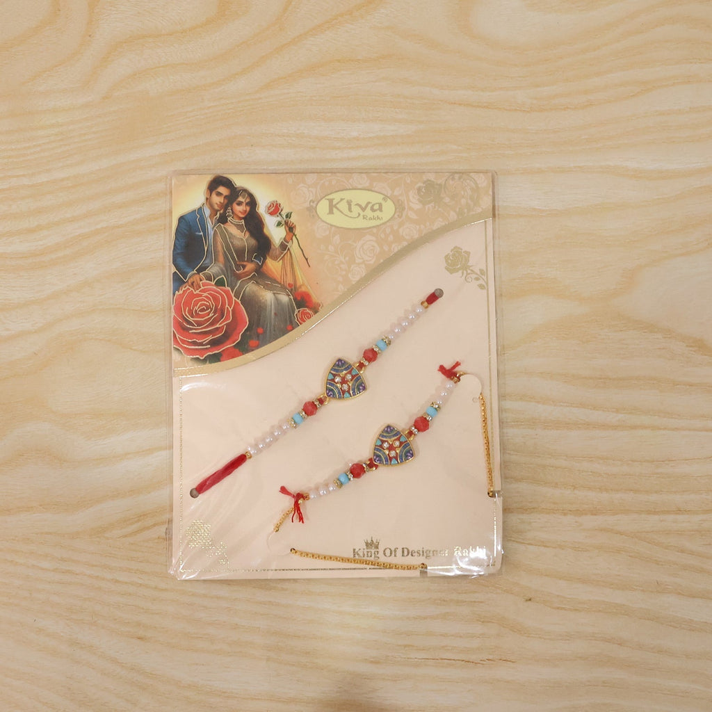 ALVENZA Premium Triangle Shape Pearl Beads lumba Rakhi – Traditional sibling gift