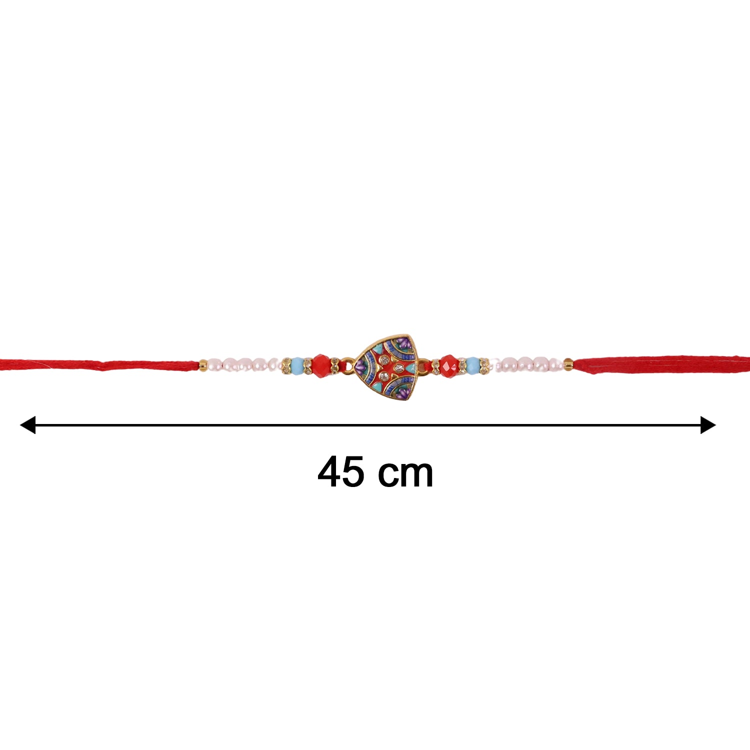 ALVENZA Premium Triangle Shape Pearl Beads lumba Rakhi – Traditional sibling gift