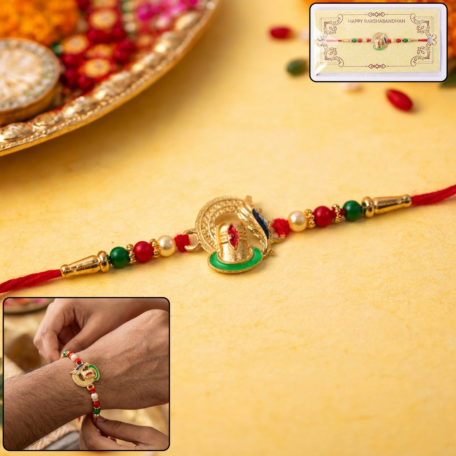 ALVENZA Ganesha Rakhi – Traditional Beaded Design for Raksha Bandhan