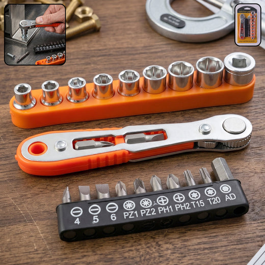 ALVENZA Mini Ratchet Wrench – Compact Versatile Socket Screwdriver Set
