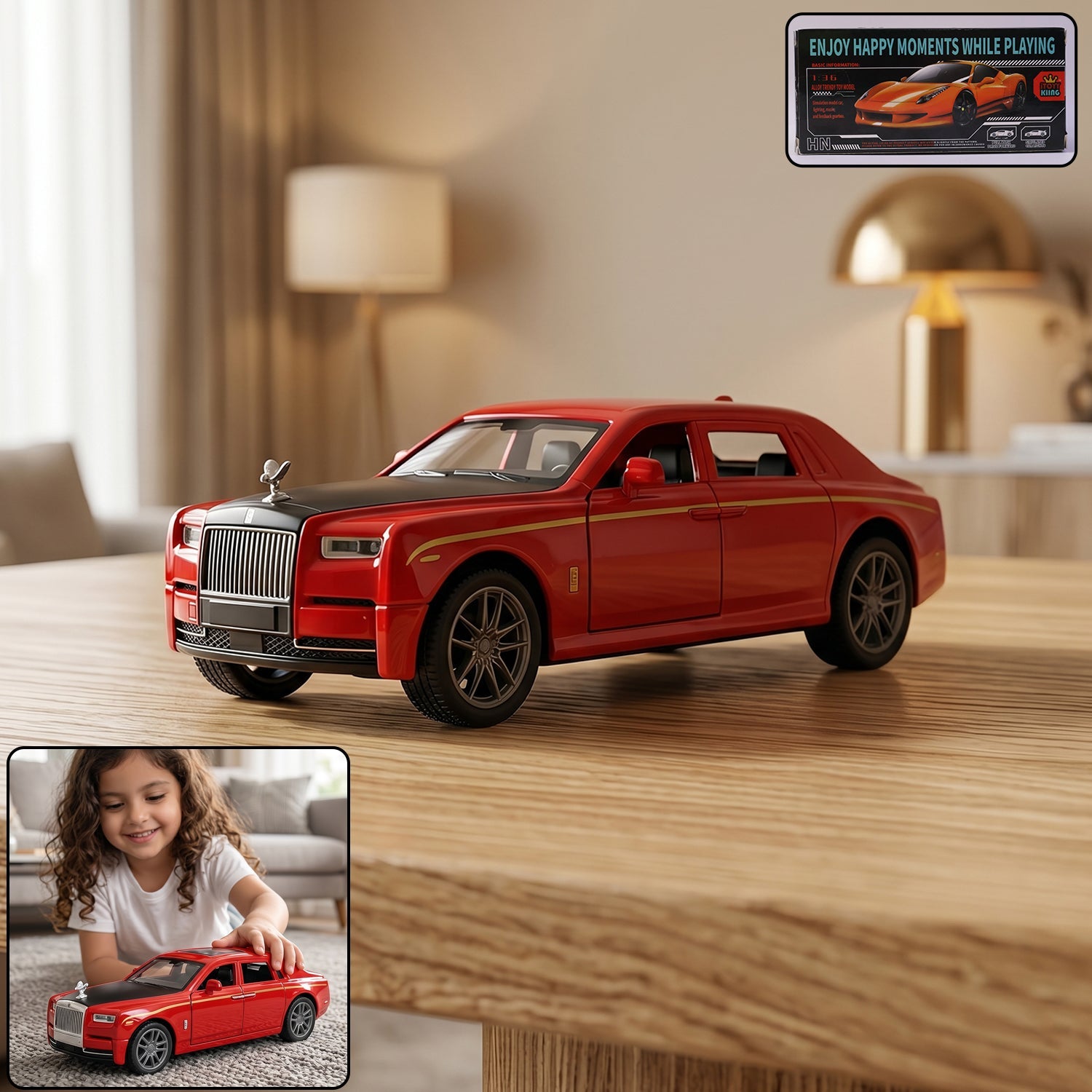ALVENZA Die-Cast Metal Pull-Back Toy Car – Realistic Luxury Sedan Model
