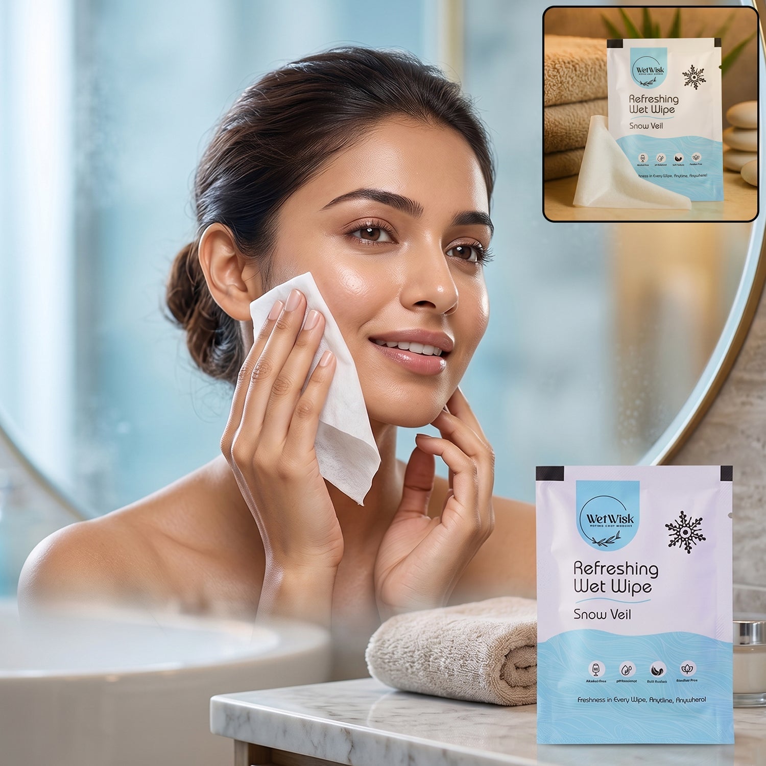 Wet Wipes Face & Body Refreshing Snow Veil Fragrance