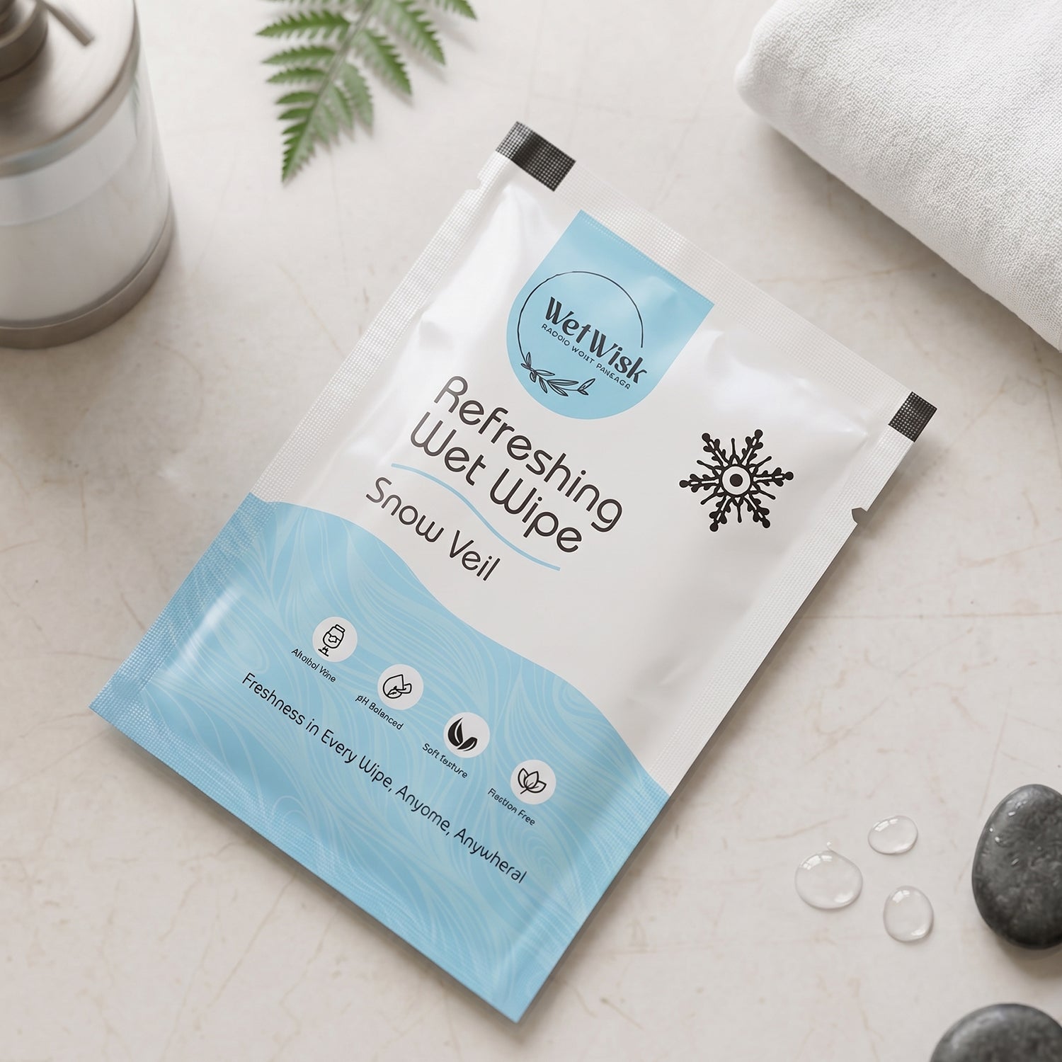 Wet Wipes Face & Body Refreshing Snow Veil Fragrance - Front View