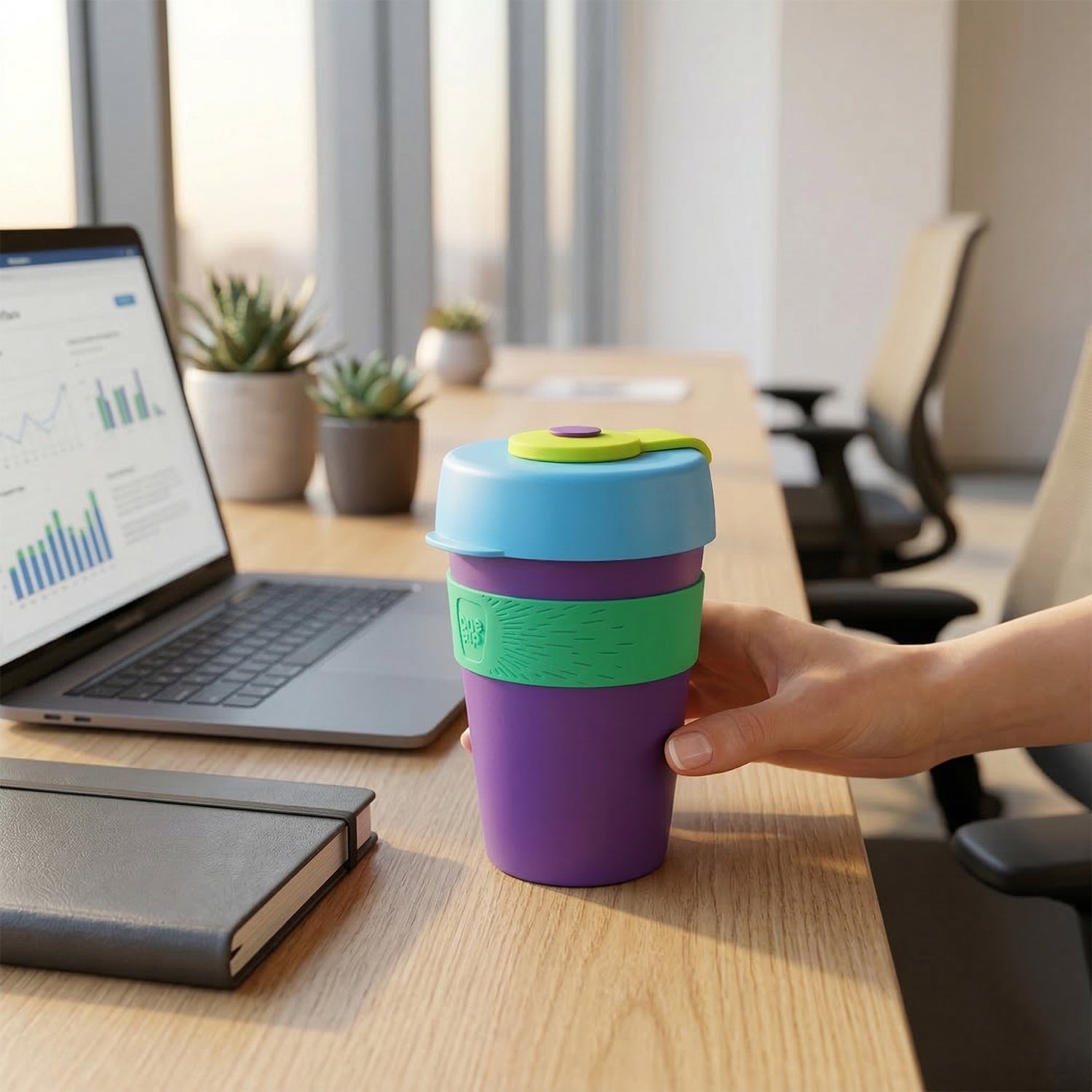 Reusable Colorful Travel Mug Spill-resistant & Stylish 400 ML - Back View