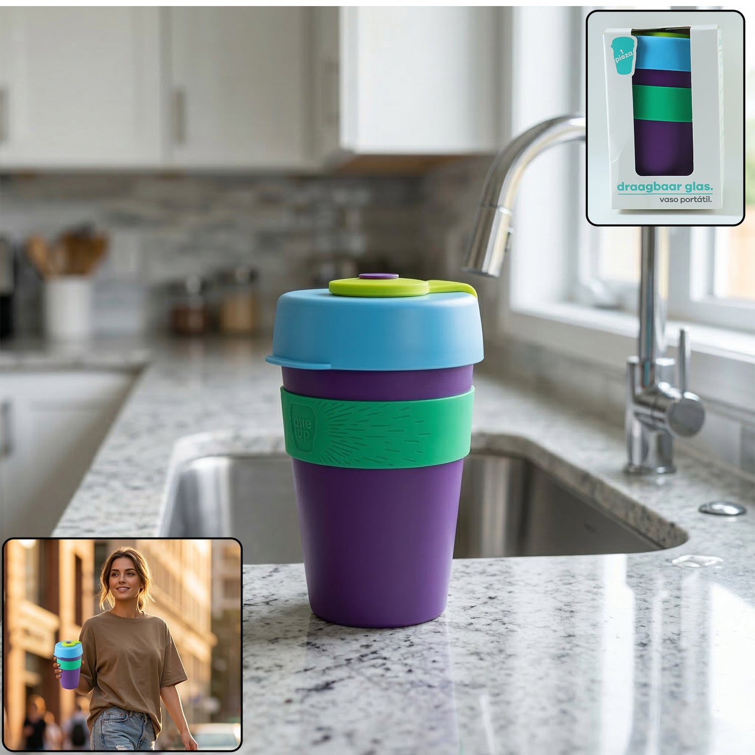Reusable Colorful Travel Mug Spill-resistant & Stylish 400 ML
