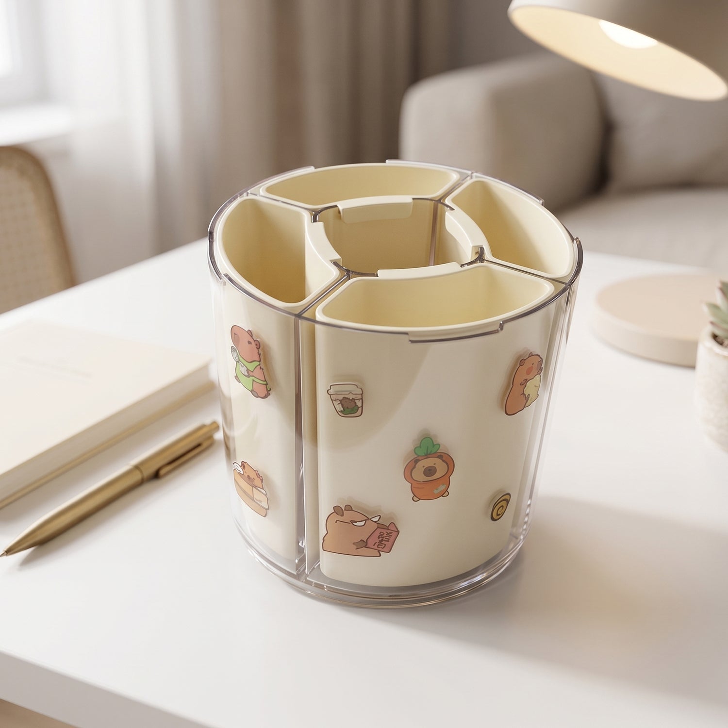 Rotating Desk Organizer 5 Compartments with 360 Spin for Office & Home - Detail View 8