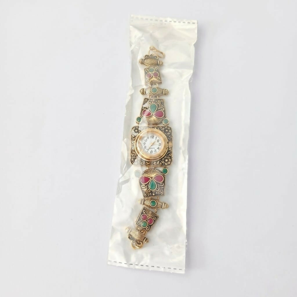 Rajwadi Antique Gold Plated Designer Bracelet Watch for Women