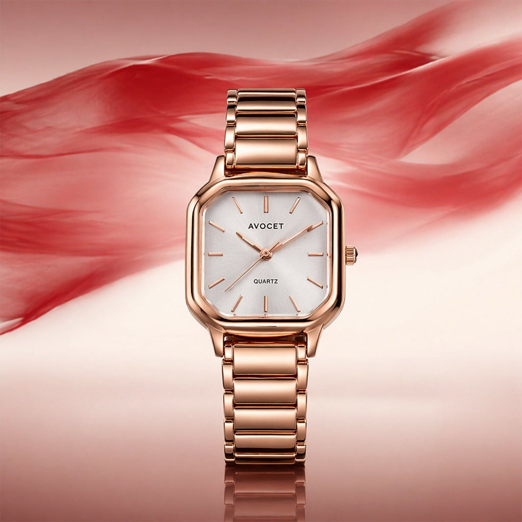 Women’s Square Dial Watch – Elegant Rose Gold Finish for Daily Wear