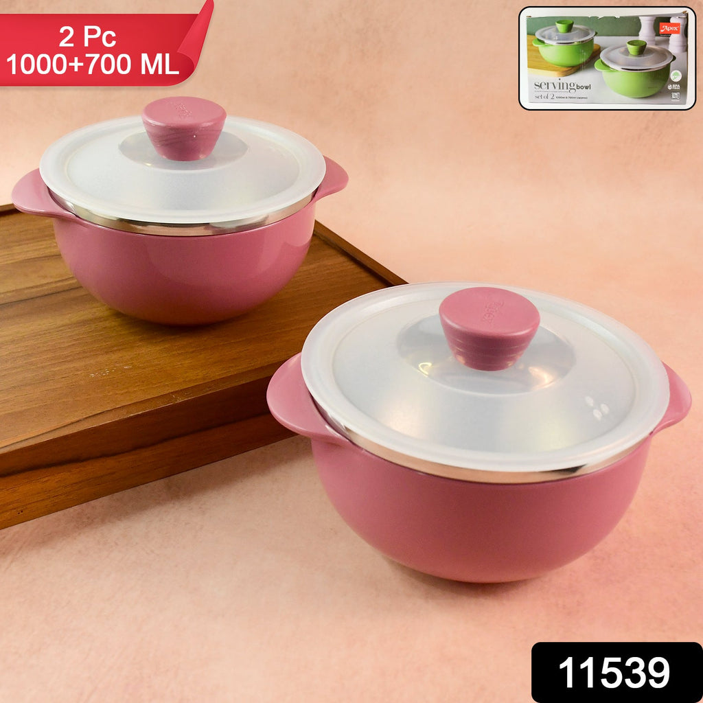 ALVENZA Plastic Serving Bowl Set with Lids – Airtight, Microwave Safe 2 Pieces