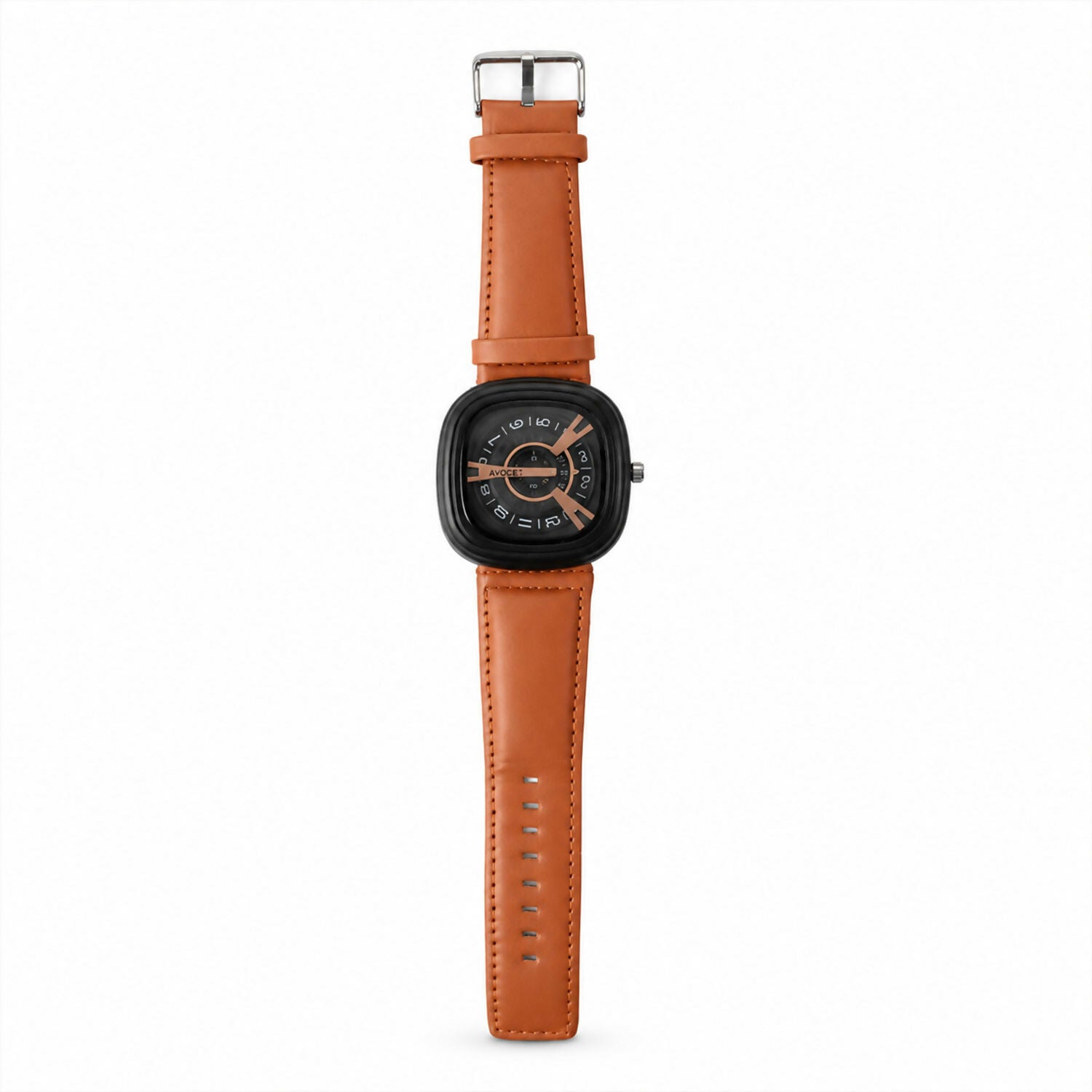 Luxury Square Dial Watch – Elegant Brown Leather Strap for Men