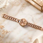 Women’s Rose Gold Round Dial Watch – Elegant & Stylish Timepiece