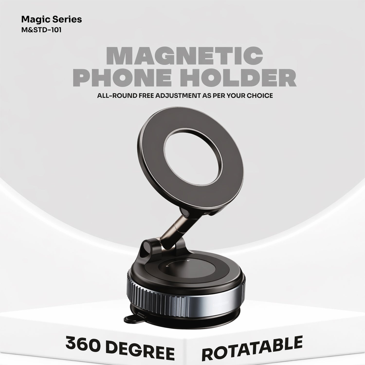 ALVENZA Magnetic Phone Holder – 360° Rotation & Strong Suction Base