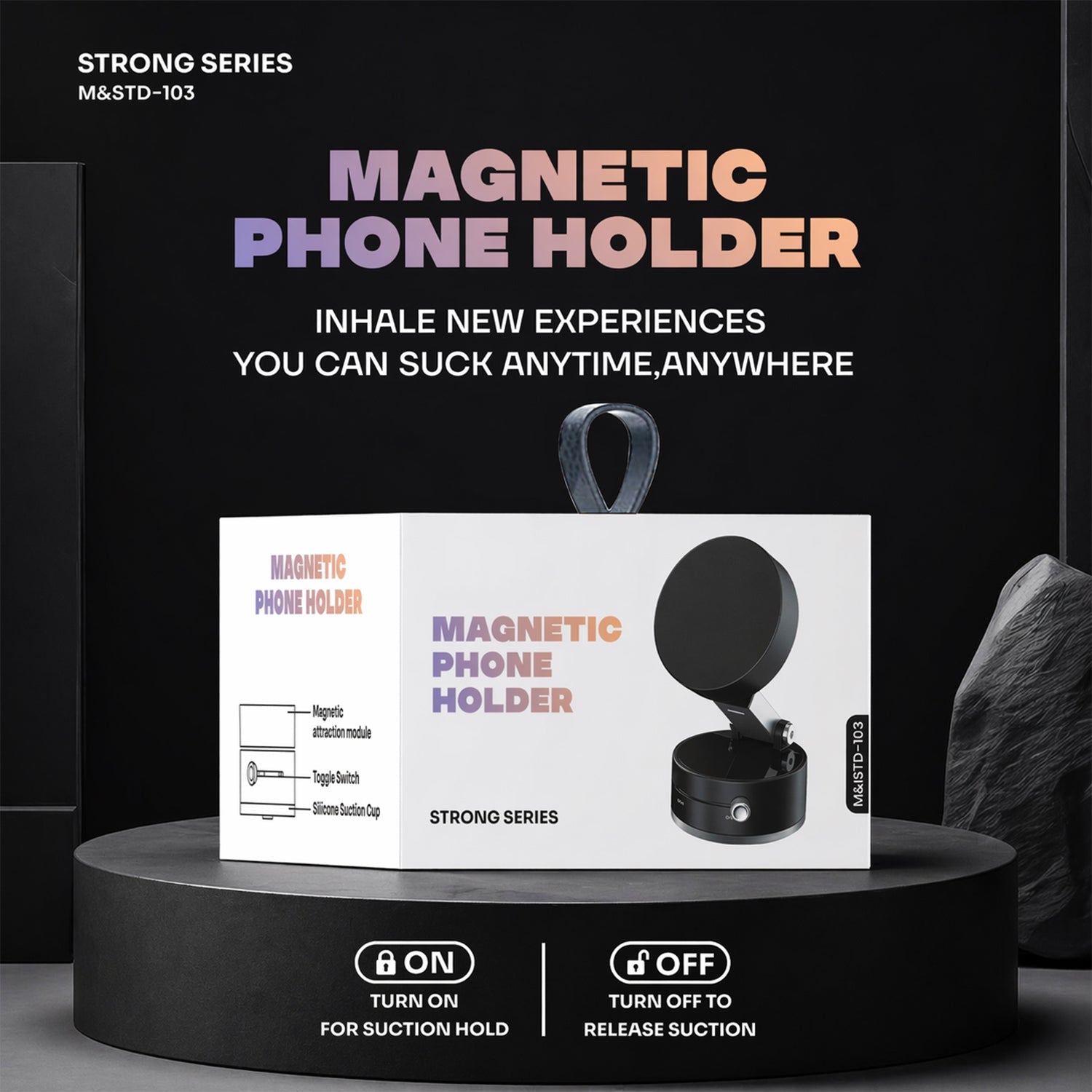 ALVENZA Magnetic Phone Holder – Secure & Adjustable with Lock System