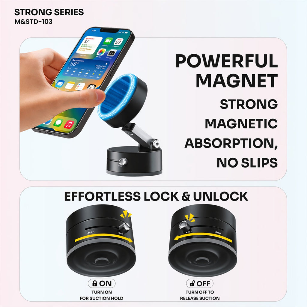 ALVENZA Magnetic Phone Holder – Secure & Adjustable with Lock System