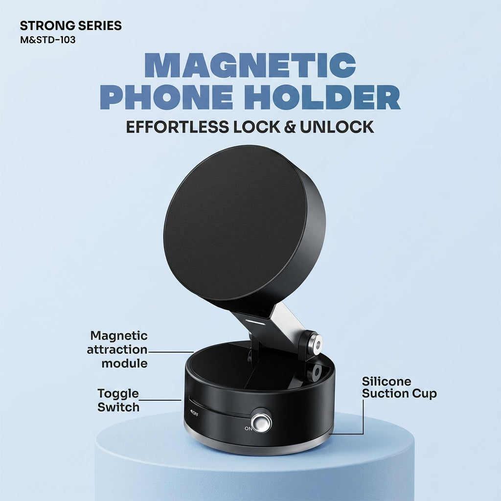 ALVENZA Magnetic Phone Holder – Secure & Adjustable with Lock System